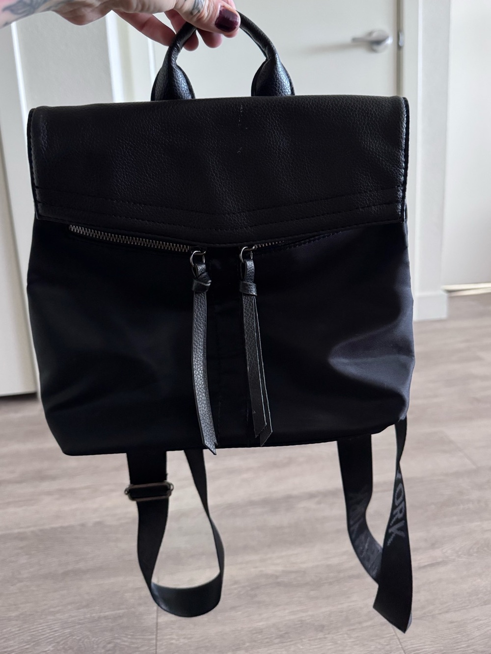 Botkier Black Nylon & Leather Backpack